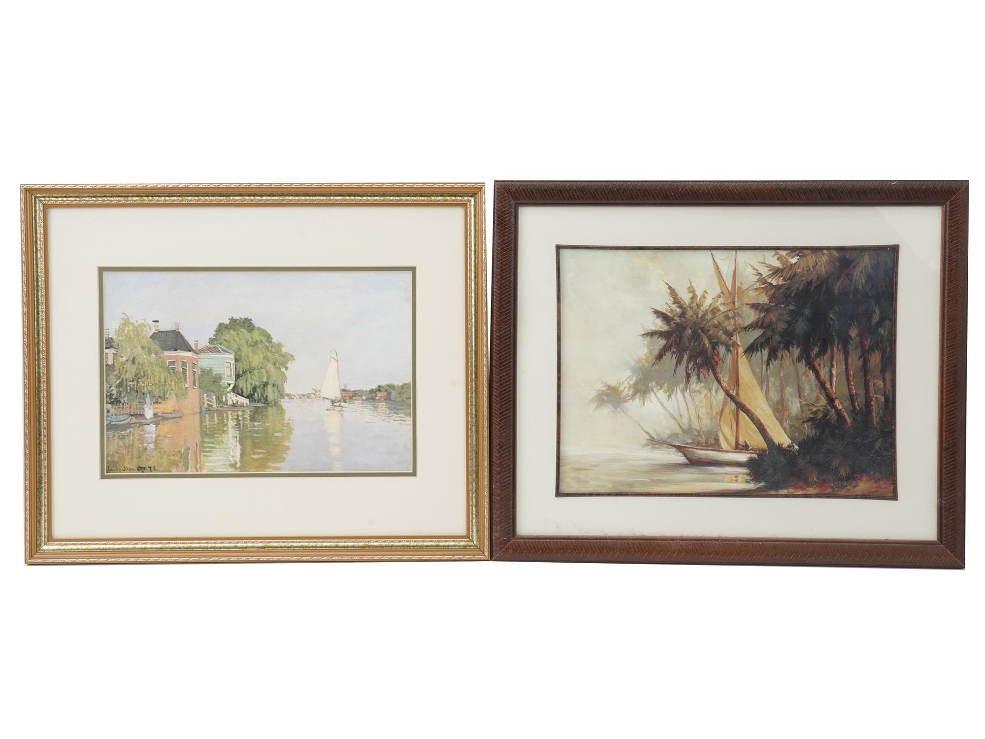 TWO VINTAGE WALL DECOR ART PRINTS MONET, MALARZ